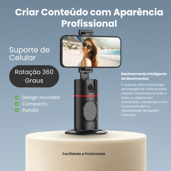 Suporte Rastreamento Inteligente Ai 360º Para Vídeos E Lives