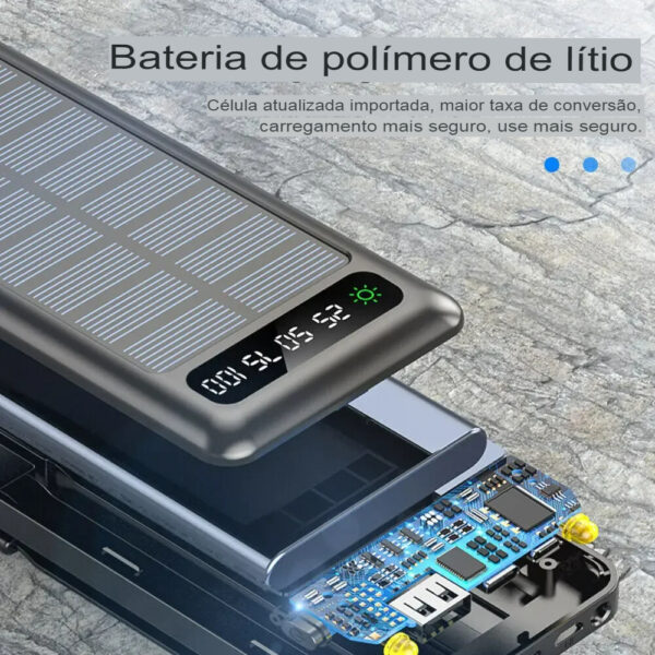 Carregador Power Bank Energia Solar Portátil 20.000mah 5 Em 1 - Image 5