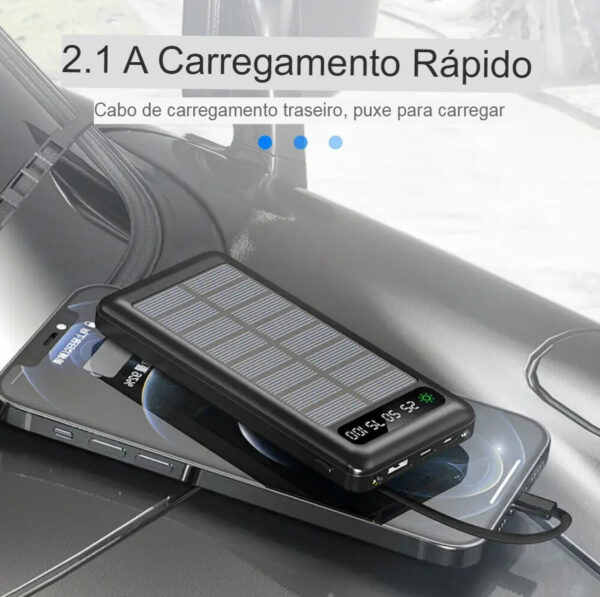 Carregador Power Bank Energia Solar Portátil 20.000mah 5 Em 1 - Image 6