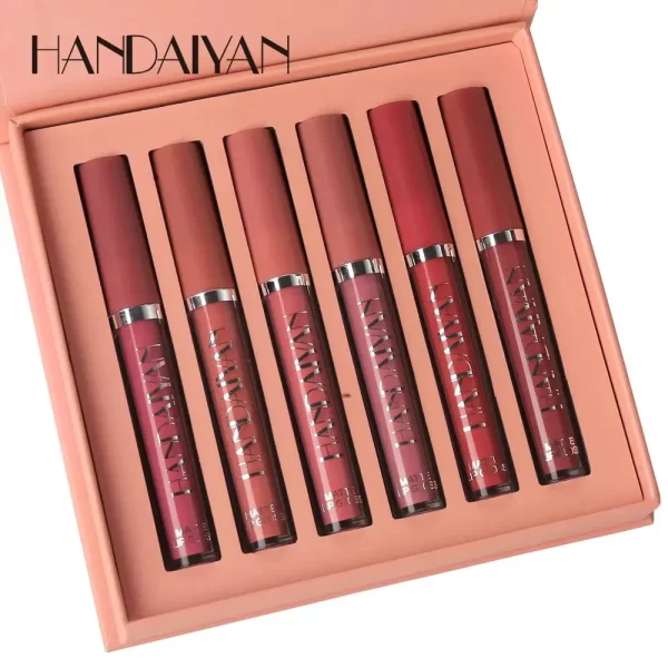 Handaiyan Lip Gloss Matte Longa Duração kit com 6 Cor - Image 5